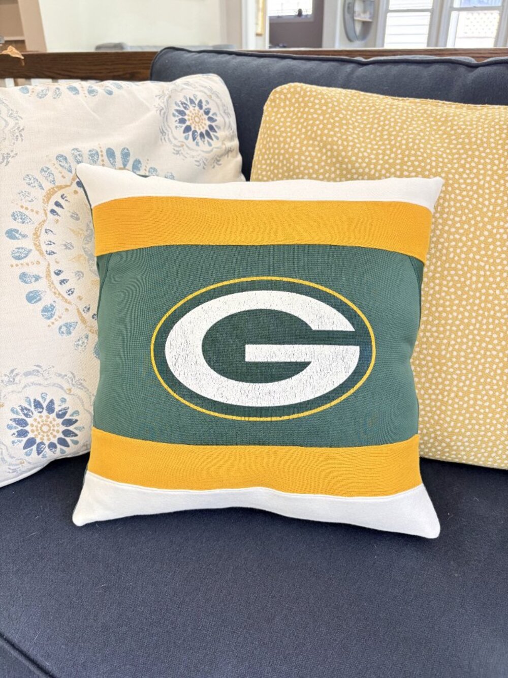 Green Bay Packer NFL Football handmade upcycled T-shirt 16x16 throw pillow cover